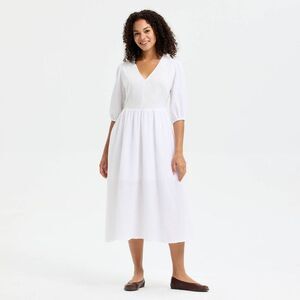 Universal Thread - Women's Puff Elbow Sleeve Embroidered Midi Dress - White